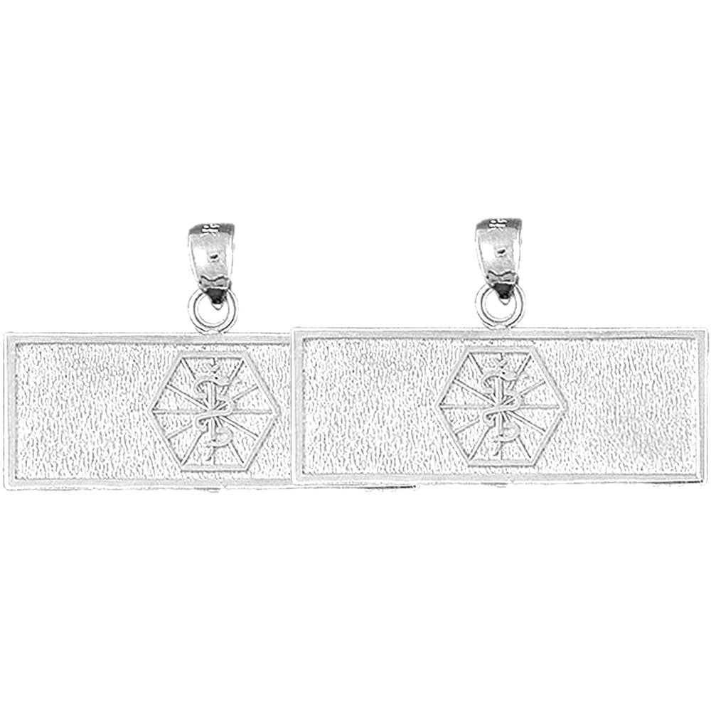 Sterling Silver 21mm Medical Alert Caduceus Earrings