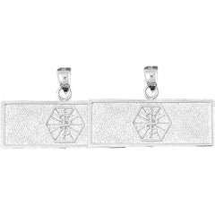 Sterling Silver 21mm Medical Alert Caduceus Earrings