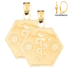 14K or 18K Gold Medical Alert Caduceus Earrings