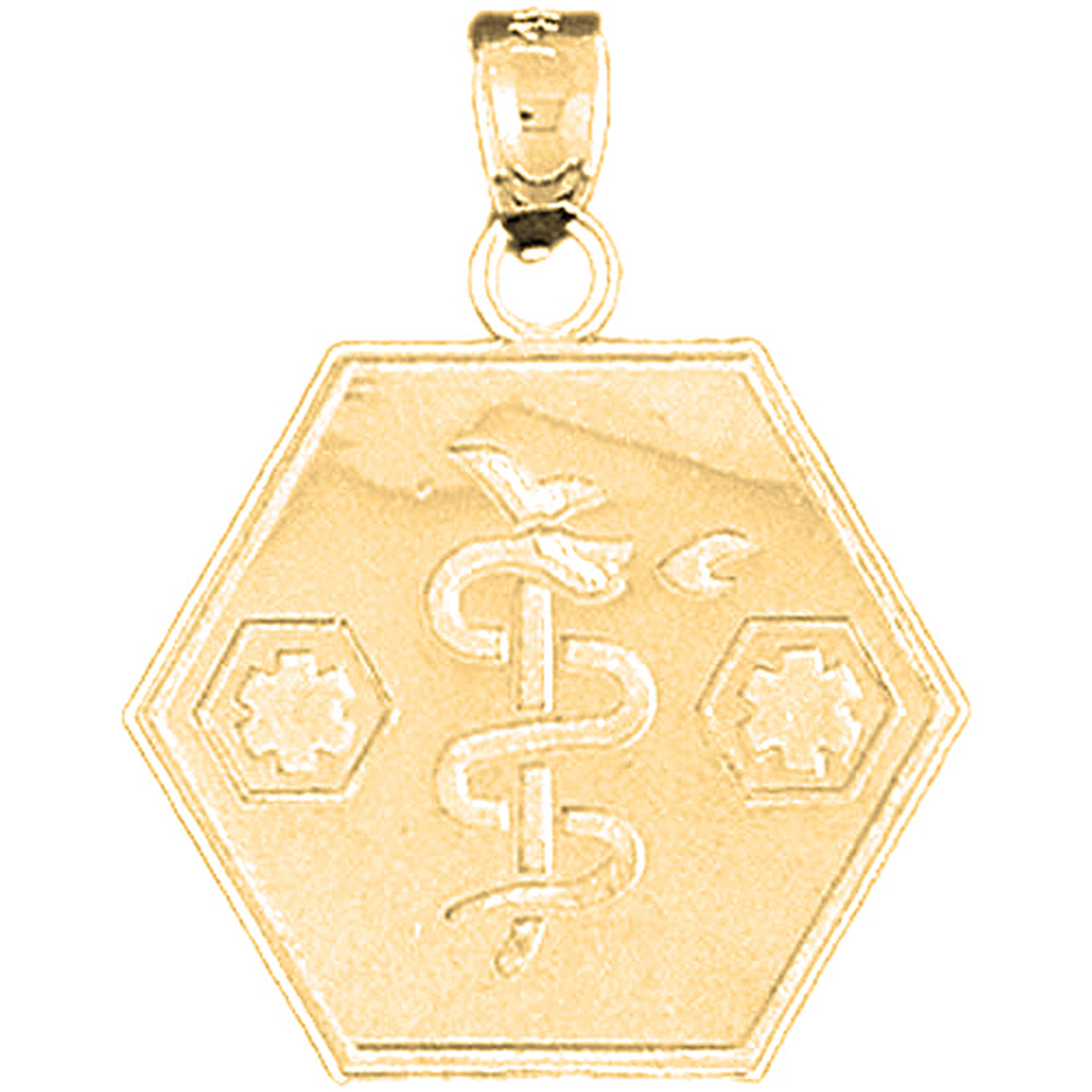 10K, 14K or 18K Gold Medical Alert Caduceus Pendant