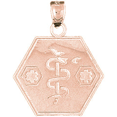 10K, 14K or 18K Gold Medical Alert Caduceus Pendant