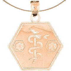 10K, 14K or 18K Gold Medical Alert Caduceus Pendant