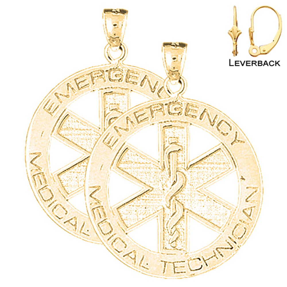 14K or 18K Gold Medical Alert Caduceus Earrings