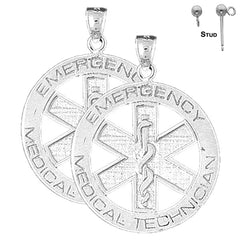 14K or 18K Gold Medical Alert Caduceus Earrings