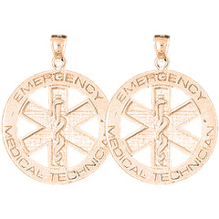 14K or 18K Gold 34mm Medical Alert Caduceus Earrings