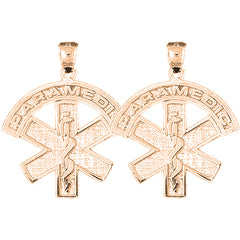 14K or 18K Gold 30mm Medical Alert Caduceus Earrings