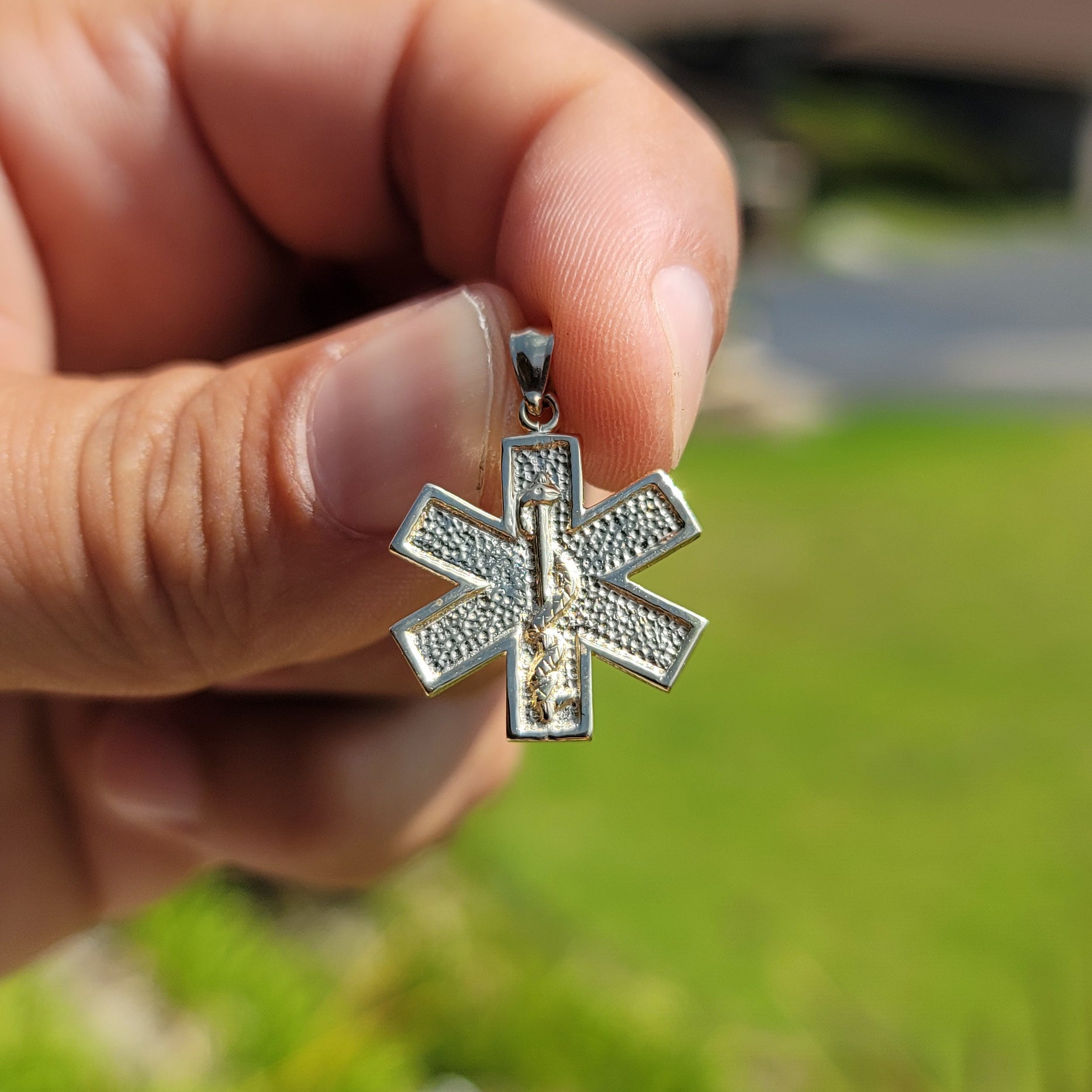 10K, 14K or 18K Gold Medical Alert Caduceus Pendant