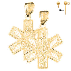 14K or 18K Gold Medical Alert Caduceus Earrings