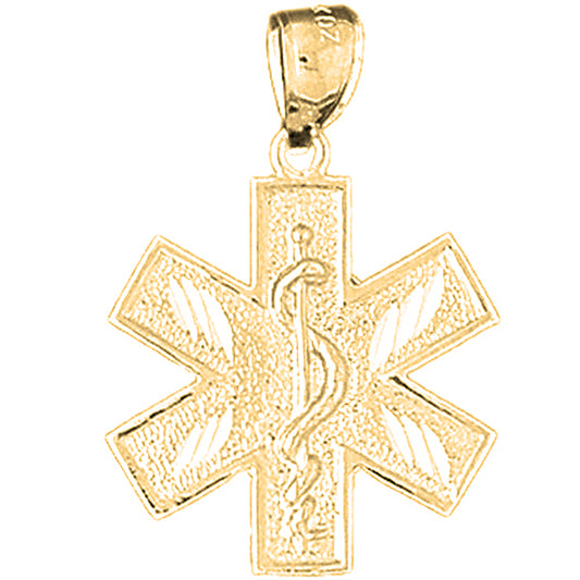 10K, 14K or 18K Gold Medical Alert Caduceus Pendant