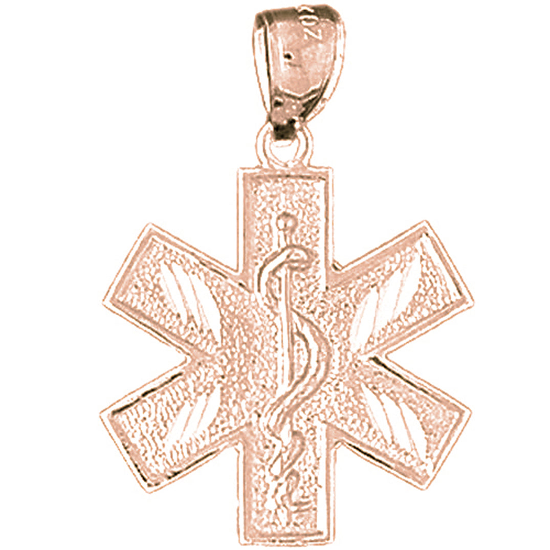 10K, 14K or 18K Gold Medical Alert Caduceus Pendant