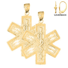 14K or 18K Gold Medical Alert Caduceus Earrings