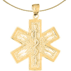 Colgante de caduceo de alerta médica de oro de 10K, 14K o 18K