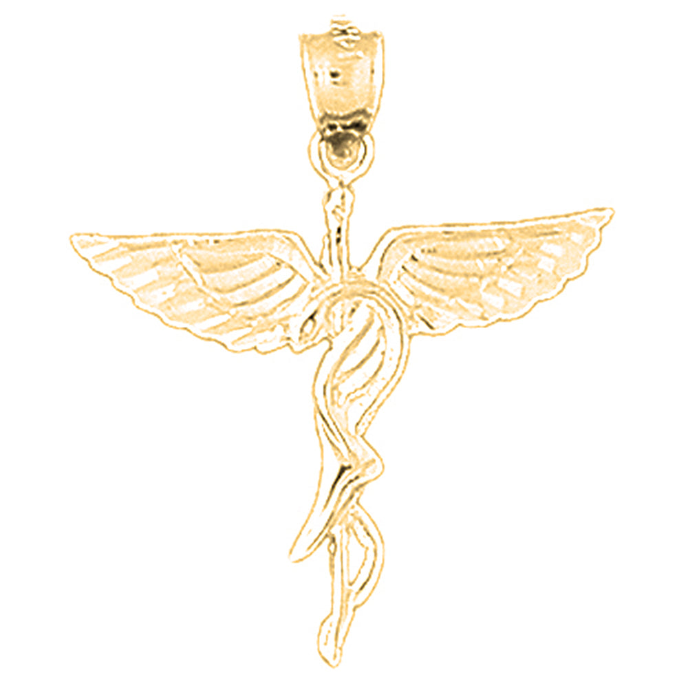 14K or 18K Gold Caduceus Pendant