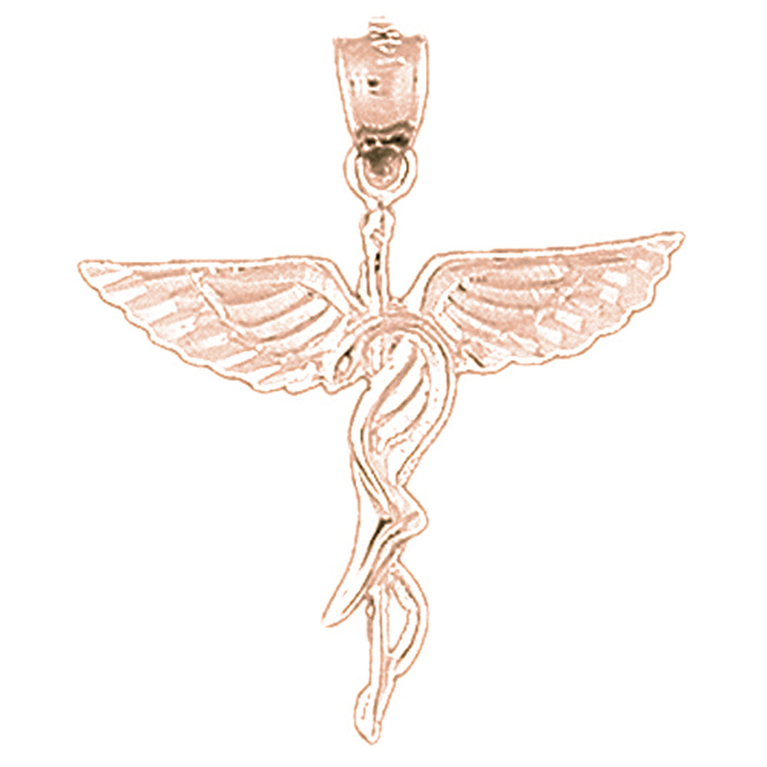 14K or 18K Gold Caduceus Pendant