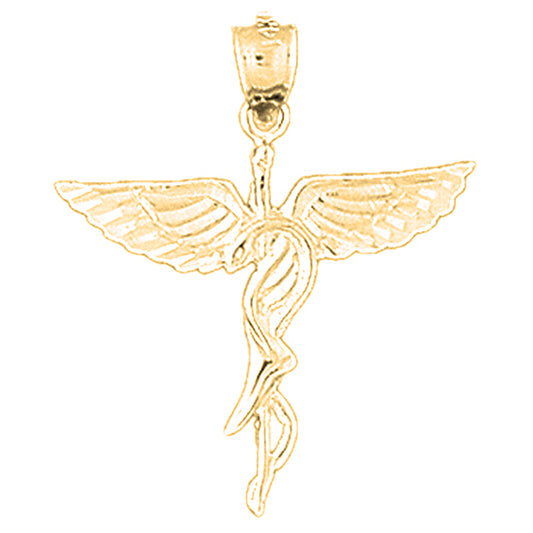 14K or 18K Gold Caduceus Pendant