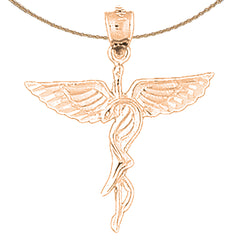 14K or 18K Gold Caduceus Pendant