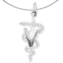 Colgante Caduceo de Oro de 14K o 18K