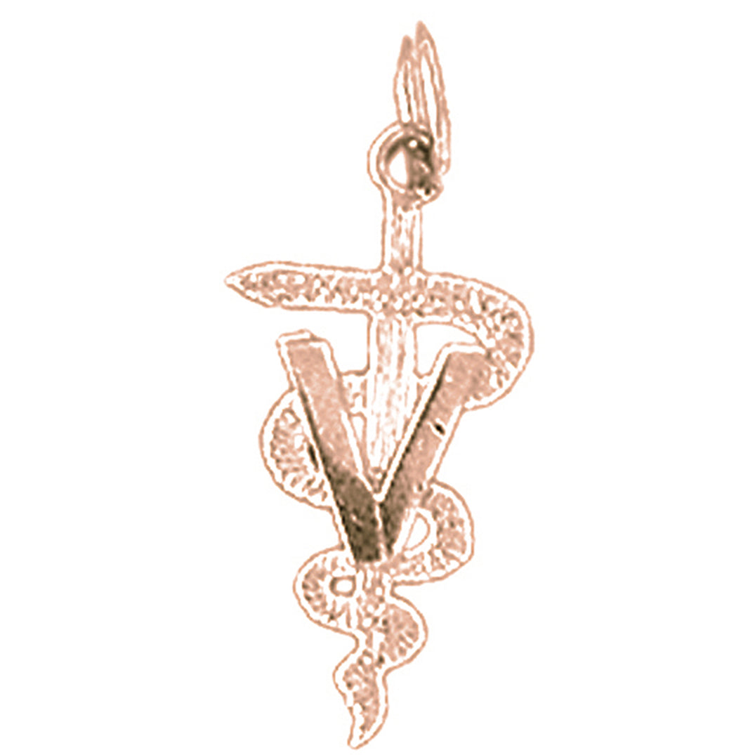 14K or 18K Gold Caduceus Pendant