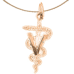 14K or 18K Gold Caduceus Pendant