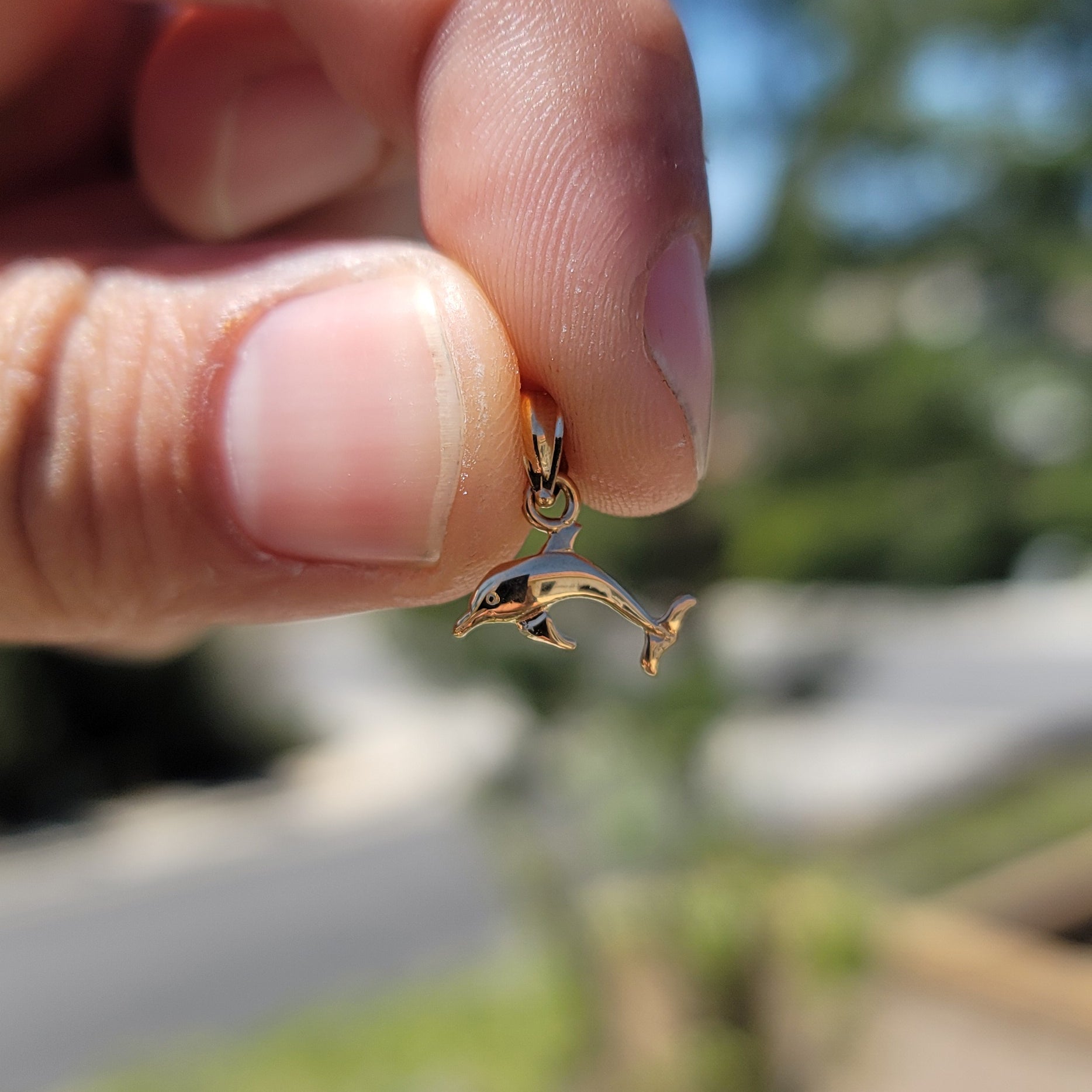 14K or 18K Gold Dolphins With Coral Pendant