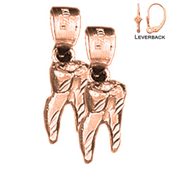 14K or 18K Gold 3D Tooth Earrings