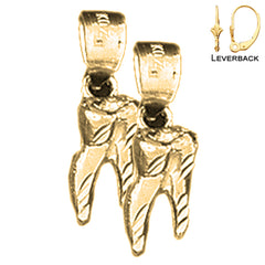 14K oder 18K Gold 3D Zahn Ohrringe