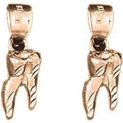 14K or 18K Gold 18mm 3D Tooth Earrings