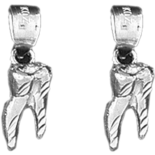 Sterling Silver 18mm 3D Tooth Earrings