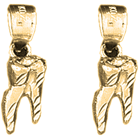 Yellow Gold-plated Silver 18mm 3D Tooth Earrings