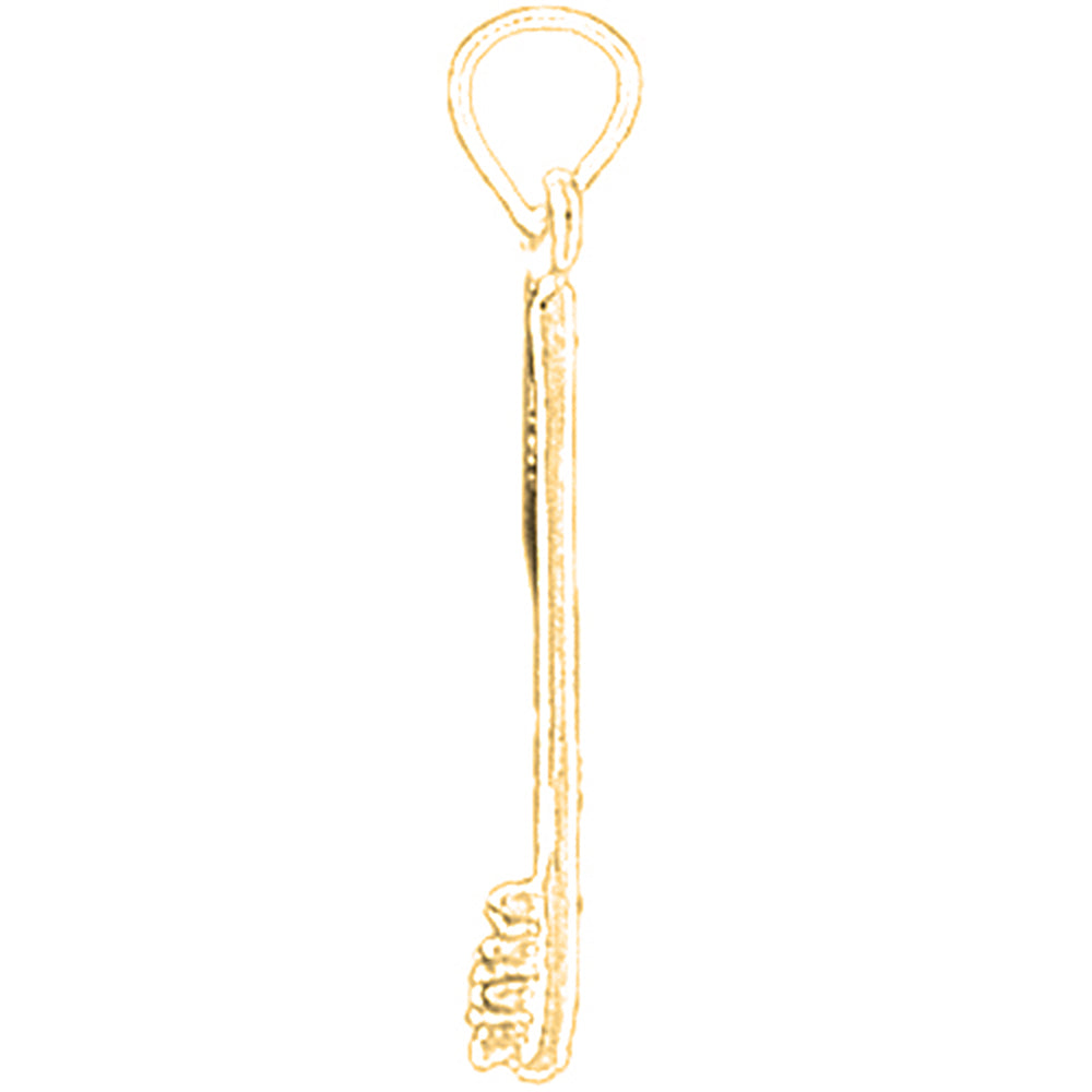 14K or 18K Gold 3D Toothbrush Pendant