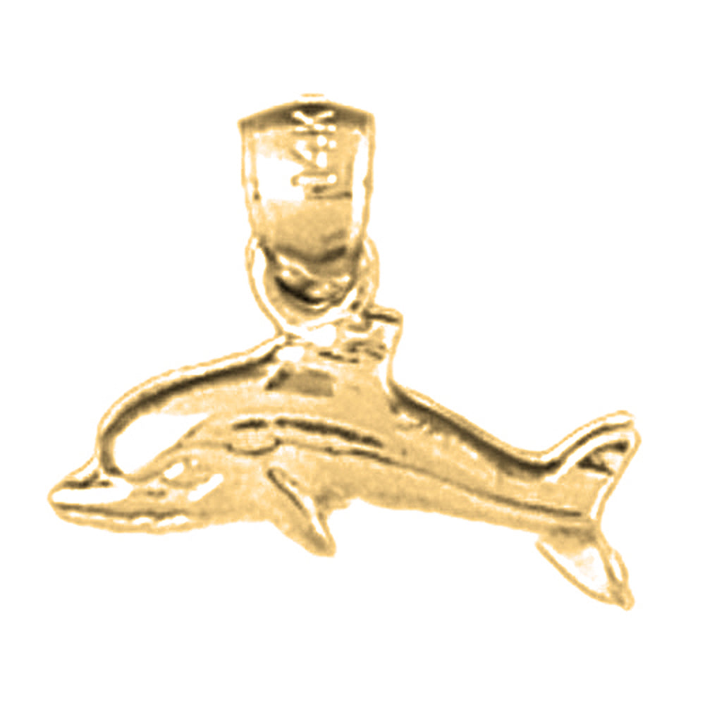 14K or 18K Gold Dolphins With Coral Pendant