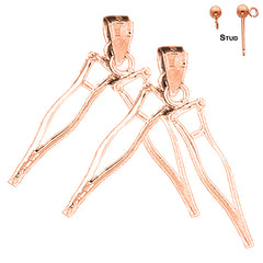 14K or 18K Gold 3D Crutches Earrings