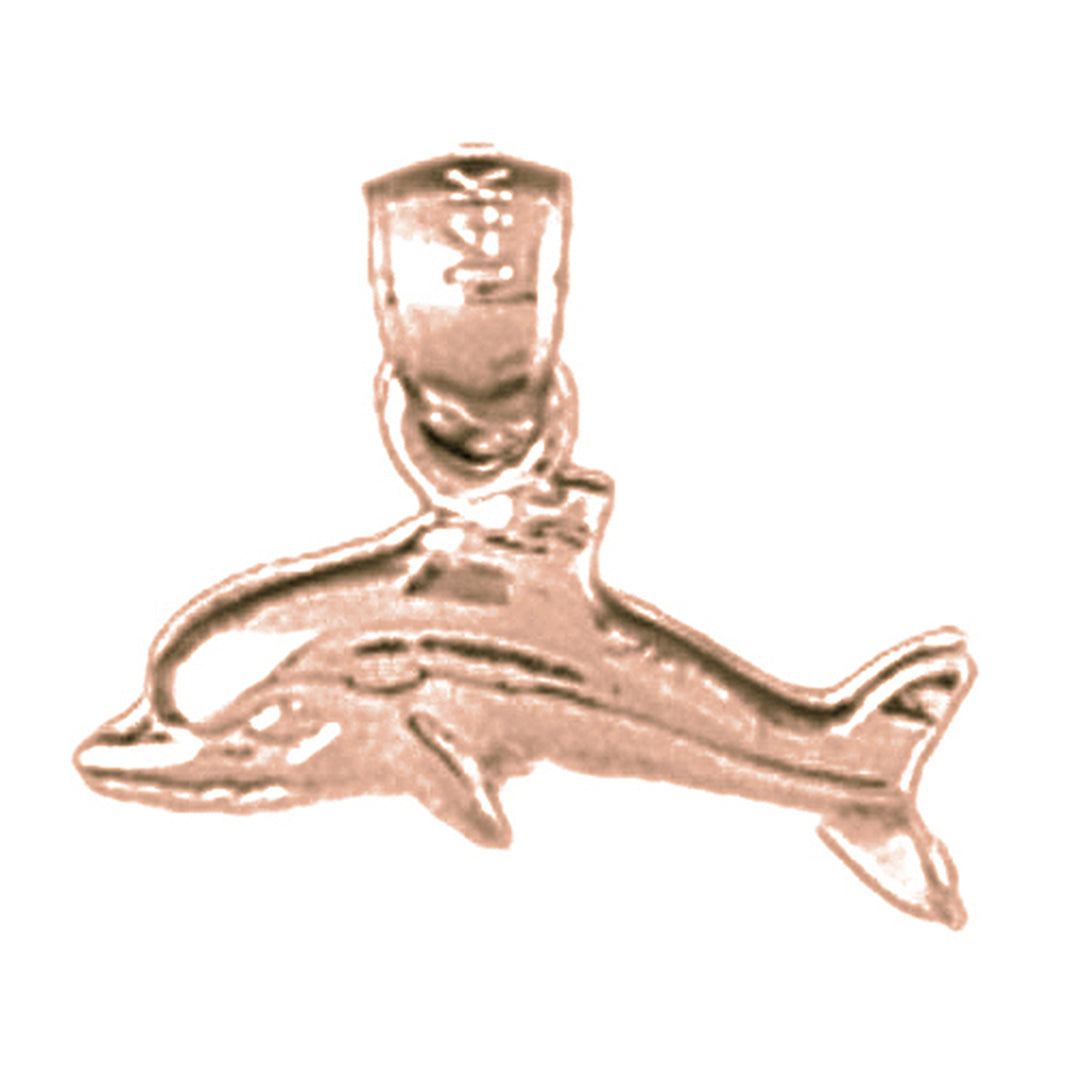 14K or 18K Gold Dolphins With Coral Pendant