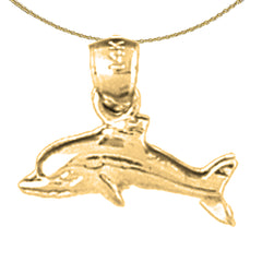 Colgante De Delfines En Oro De 14K O 18K Con Coral