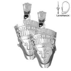 Sterling Silver 26mm Nefertiti Earrings (White or Yellow Gold Plated)
