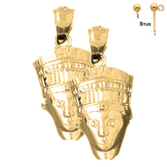 Sterling Silver 26mm Nefertiti Earrings (White or Yellow Gold Plated)