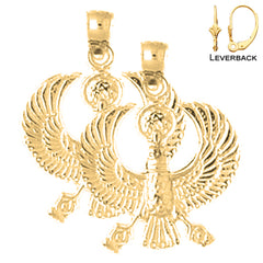 14K oder 18K Gold 24mm Ägyptische Vogel Ohrringe