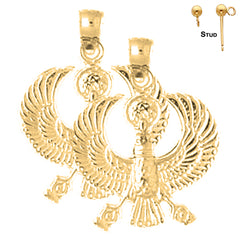 Sterling Silver 24mm Egyptian Bird Earrings (White or Yellow Gold Plated)