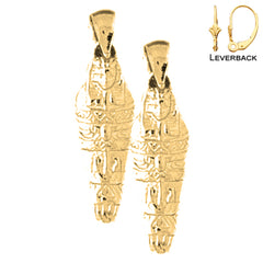 Sterling Silver 27mm Mummy Earrings (White or Yellow Gold Plated)