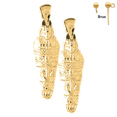 Sterling Silver 27mm Mummy Earrings (White or Yellow Gold Plated)