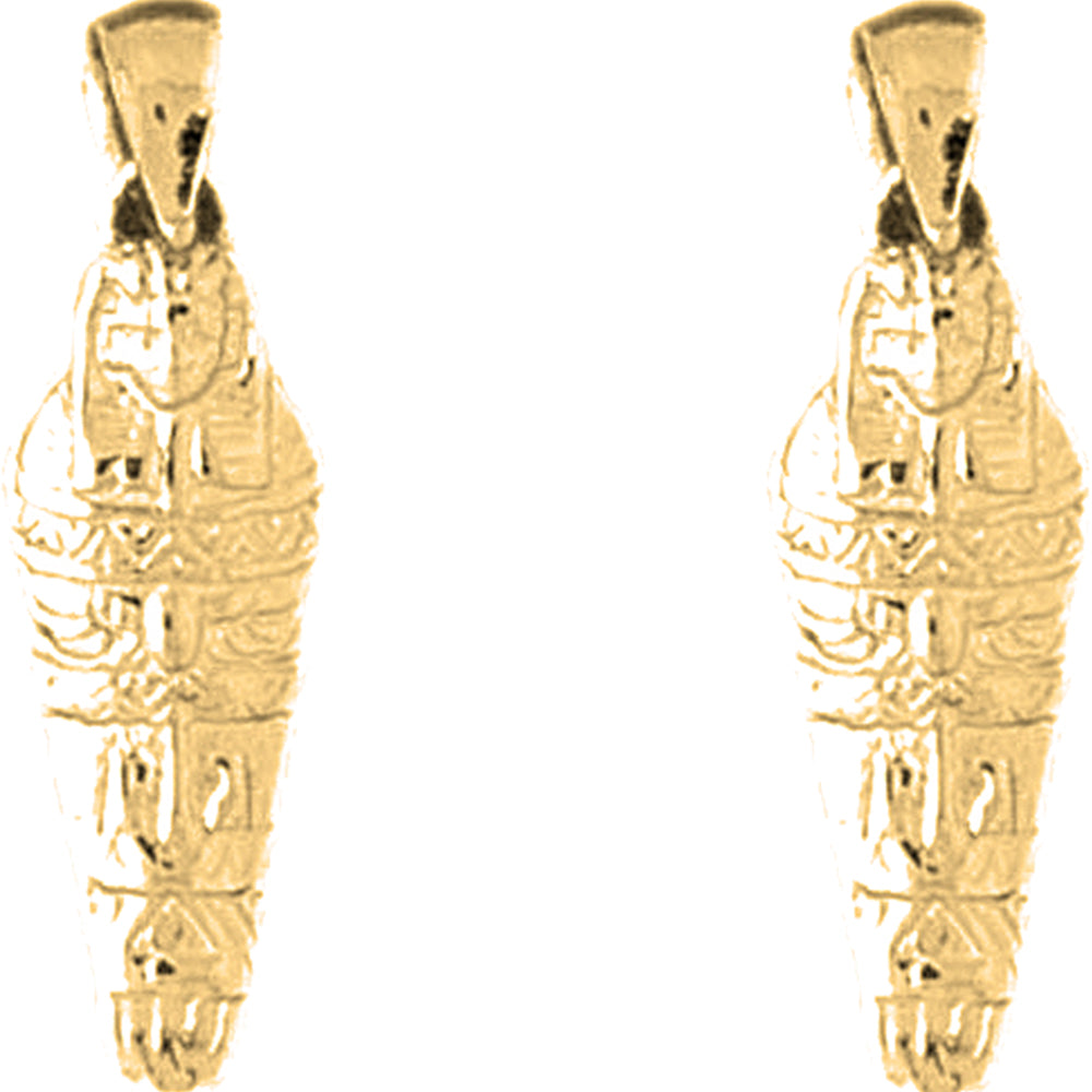 Yellow Gold-plated Silver 27mm Mummy Earrings