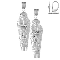 Sterling Silver 50mm Mummy Earrings (White or Yellow Gold Plated)