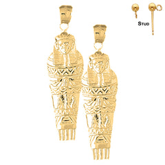 Sterling Silver 50mm Mummy Earrings (White or Yellow Gold Plated)