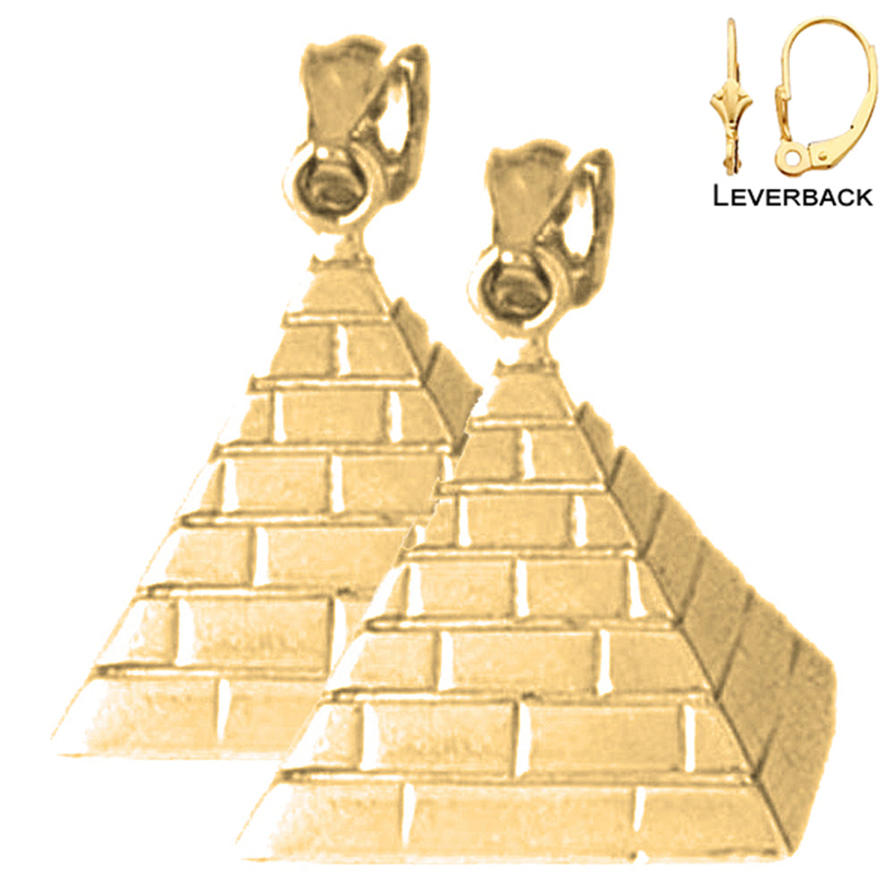 Pendientes de pirámide 3D de oro de 14 quilates o 18 quilates de 23 mm
