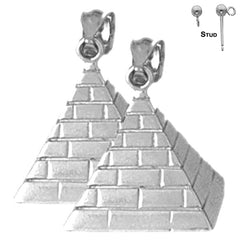 23 mm große 3D-Pyramidenohrringe aus Sterlingsilber (weiß- oder gelbvergoldet)