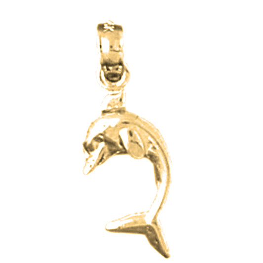 14K or 18K Gold Dolphin With Coral Pendant