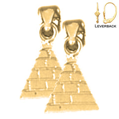 Pendientes piramidales de plata de ley de 12 mm (chapados en oro blanco o amarillo)