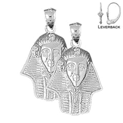 Sterling Silver 29mm King Tut Earrings (White or Yellow Gold Plated)