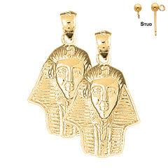 Sterling Silver 29mm King Tut Earrings (White or Yellow Gold Plated)