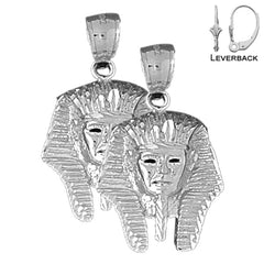 Sterling Silver 32mm King Tut Earrings (White or Yellow Gold Plated)